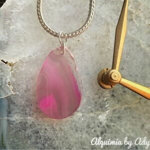 Crazy Lace Agate Pendant Necklace on Chunky Silver Snake Chain